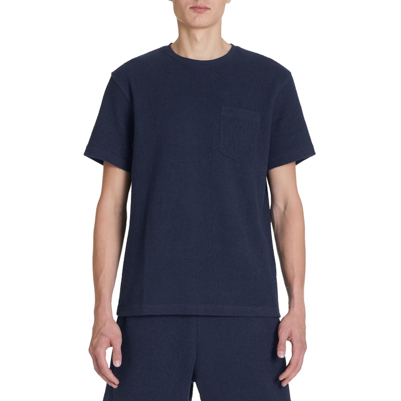 Stretch Cotton Boxy T-Shirt - Navy