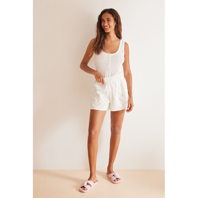 Swiss Ivory Embroidered Short Pajamas