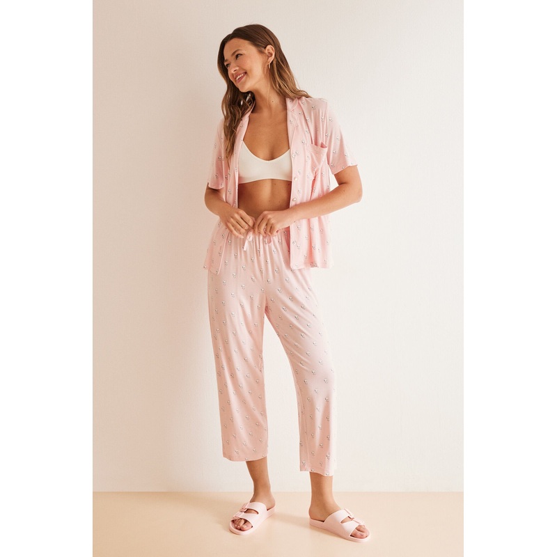 T-Shirt Pajama Soft Touch Pink Snoopy