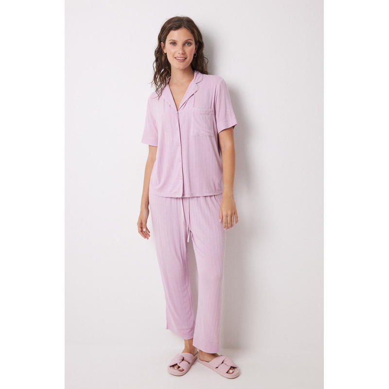 T-Shirt Pajamas Capri Soft Touch Pink