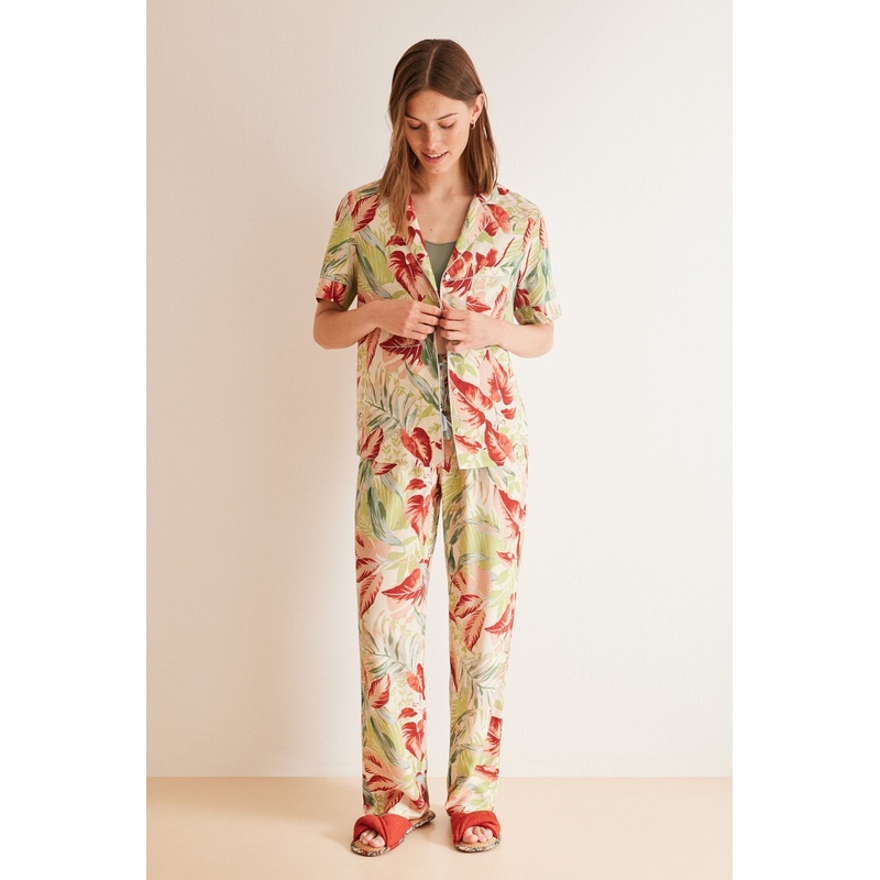 T-Shirt Pajamas Printed Floral Allover