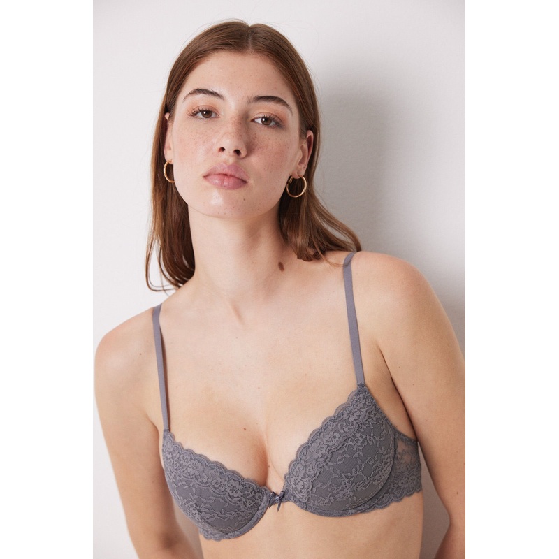 Beautiful Classic Grey Lace Bra In Different Cup Sizes