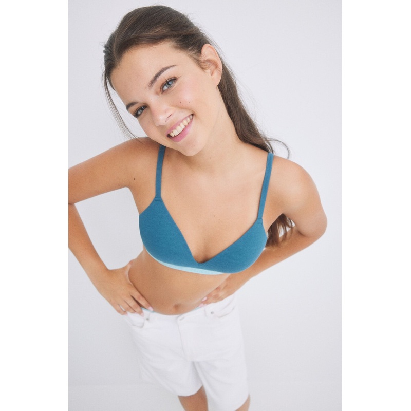 Blue Triangular Bra Fixed Cups