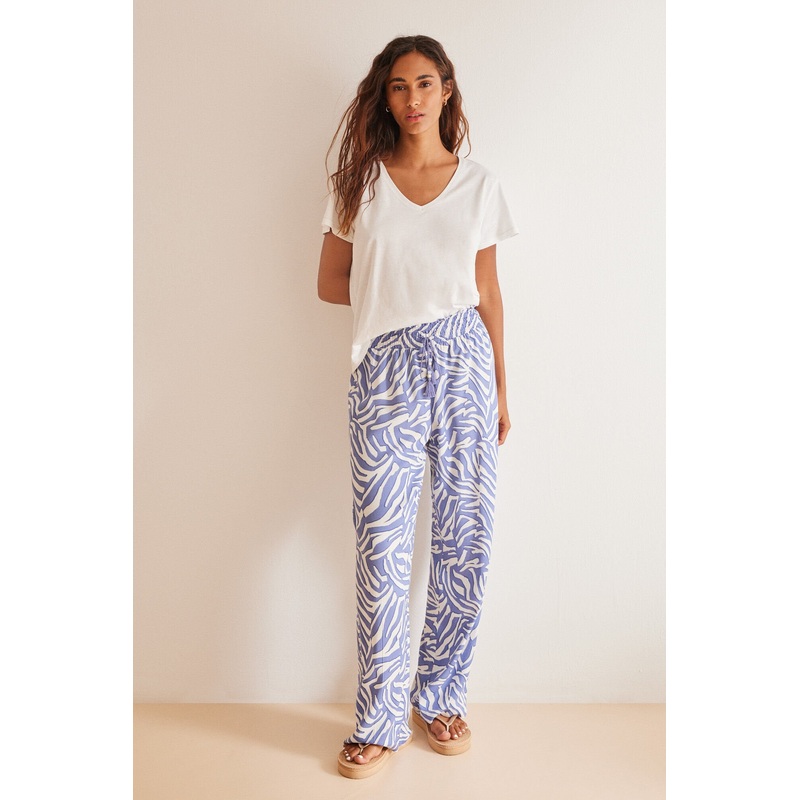Blue Zebra Patterned Pants