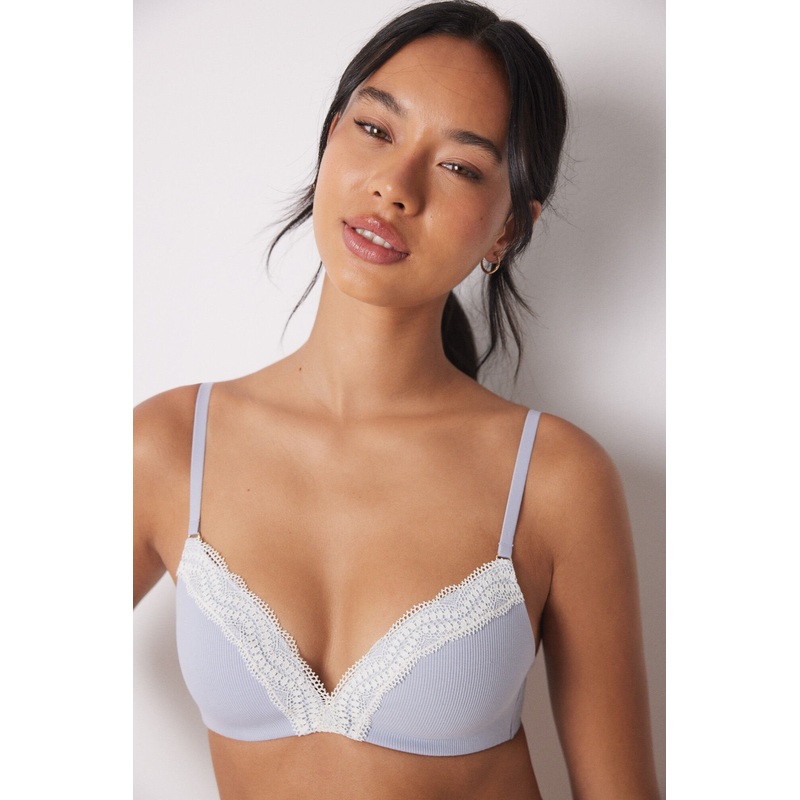 Charming Triangular Lace Blue Lace Bra