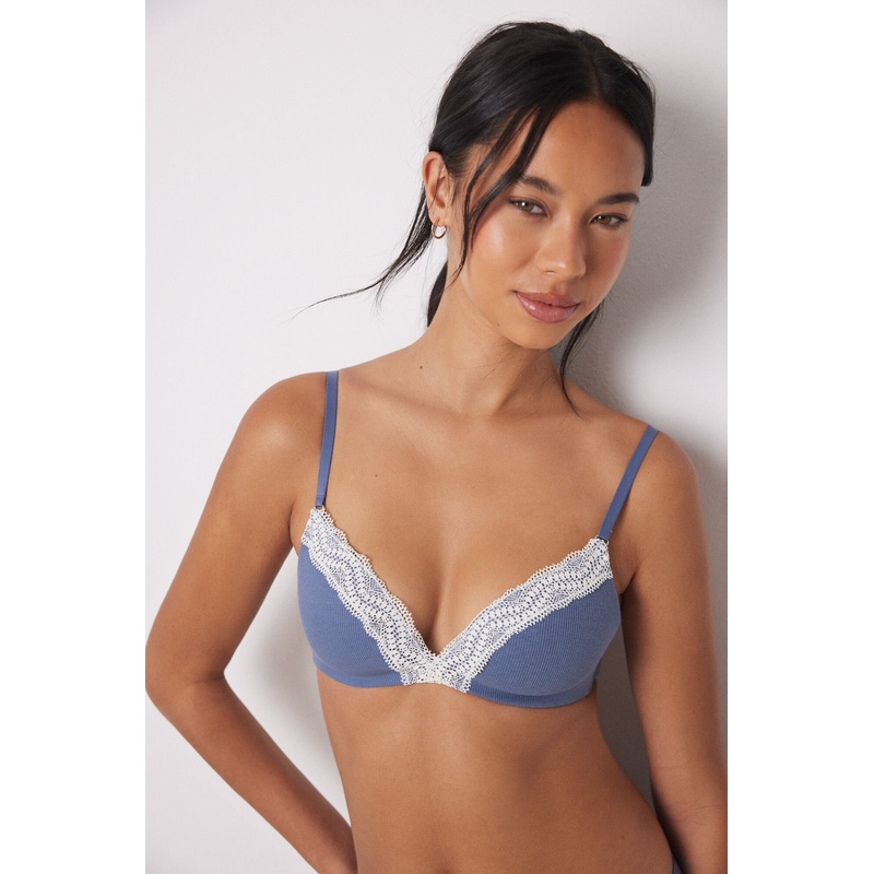 Charming Triangular Lace Light Blue Bra In Different Cup Sizes