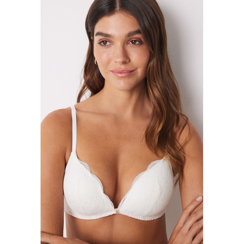 Charming White Padded Triangle Bra In Different Cup Sizes