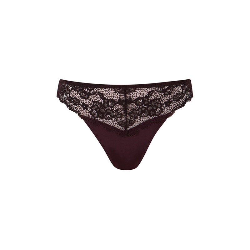 Classic Microfiber And Lace Garnet Thong