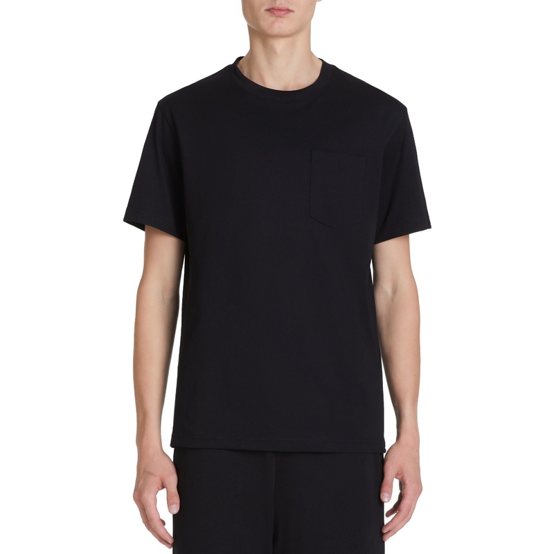 Cotton Blend Boxy Crew Neck T-Shirt - Black