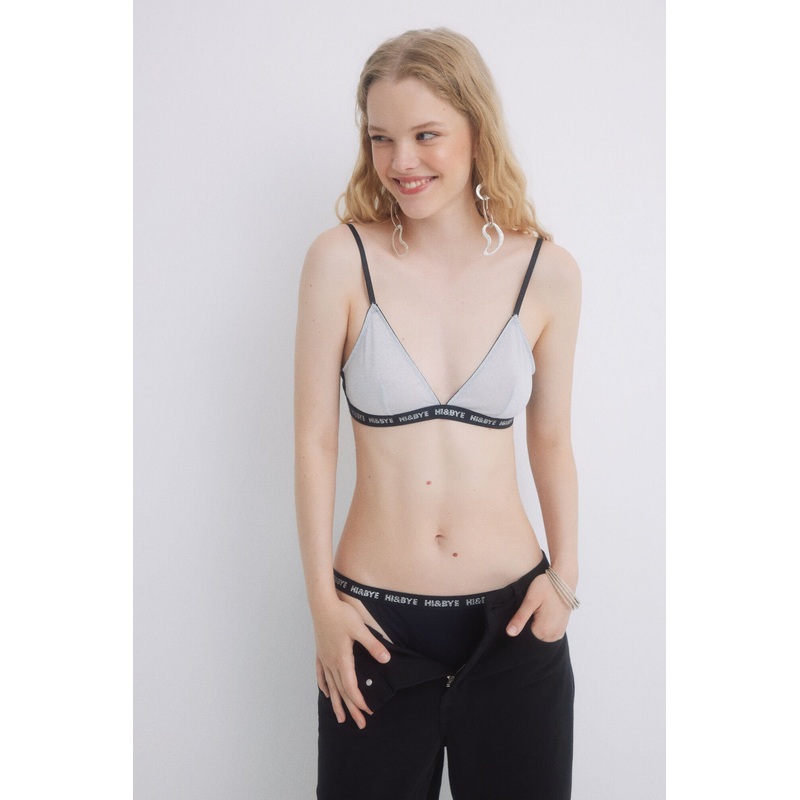 Gloss And Black Mesh Triangular Bra