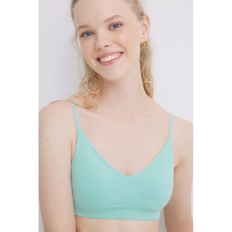 Green Seamless Crop Bra