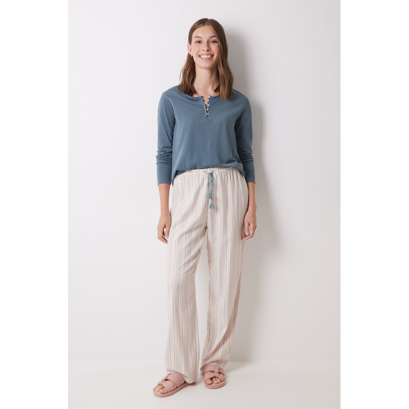 Long Flannel Trousers With Multicoloured Stripes