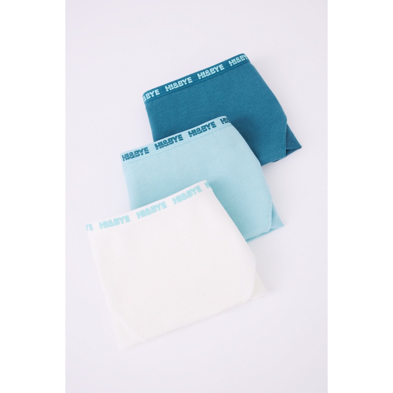 Pack Of 3 Classic Cotton Panties In Turquoise, White & Blue