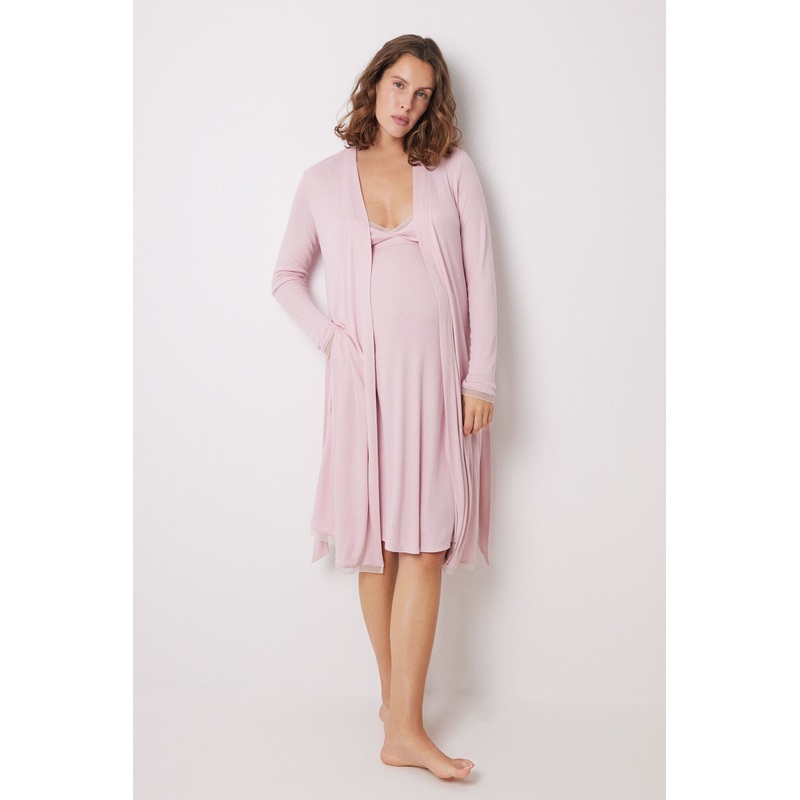 Pink Midi Soft Touch "Maternity" Robe