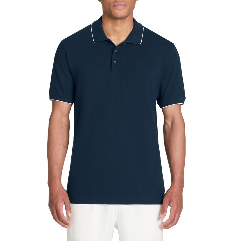 Regular Cotton Pique Polo Shirt - Navy