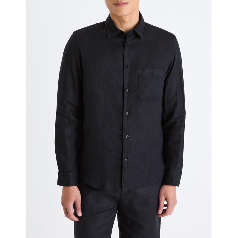 Regular Linen Shirt - Black
