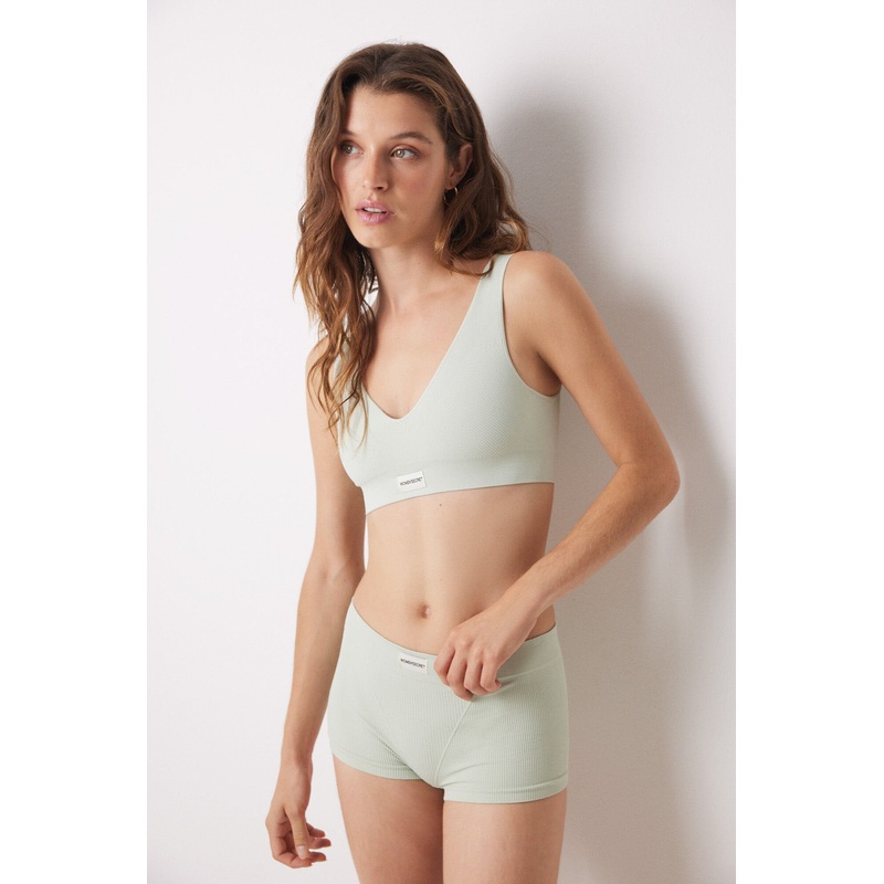 Seamless Light Green Ribbed Boxer Briefs