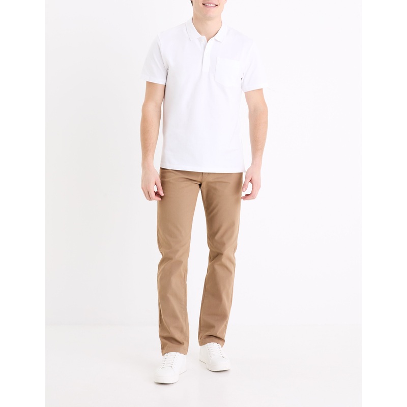 Straight Chino Pants In Stretch Cotton - Beige