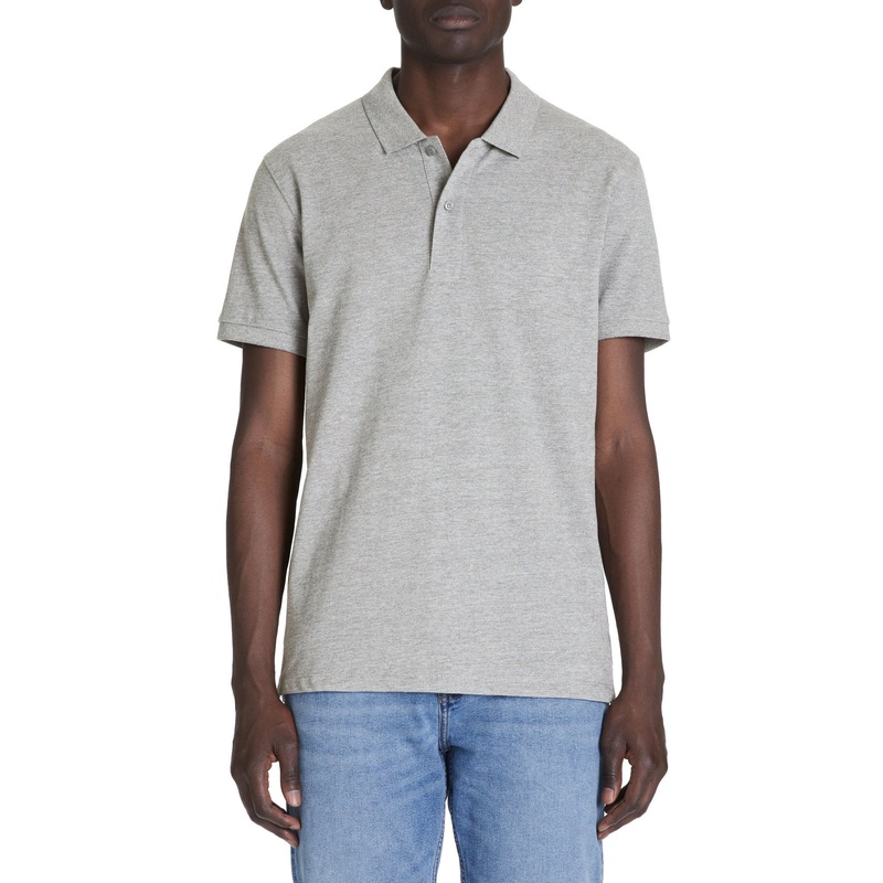 Straight Pique Cotton Polo Shirt - Heather Grey
