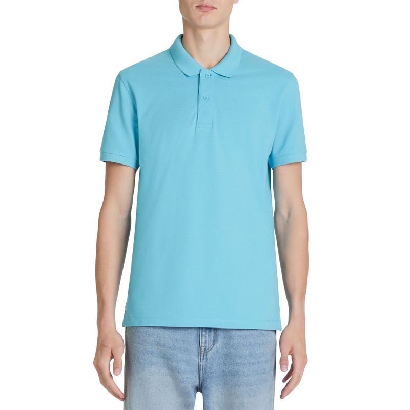 Straight Pique Cotton Polo Shirt - Turquoise