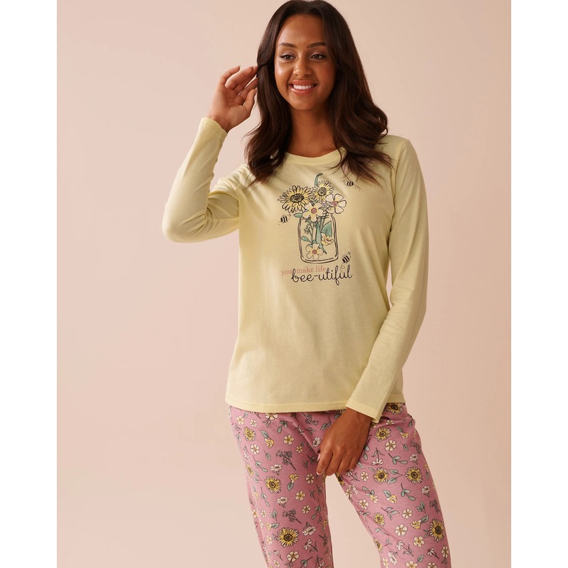 Bee Print Cotton Long Sleeve Shirt