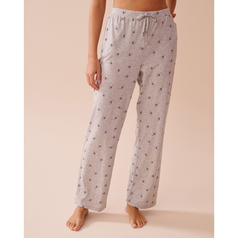 Bee Print Cotton Pajama Pants
