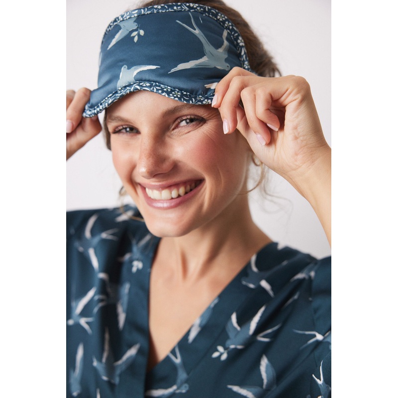 Blue Printed Padded Eye Mask