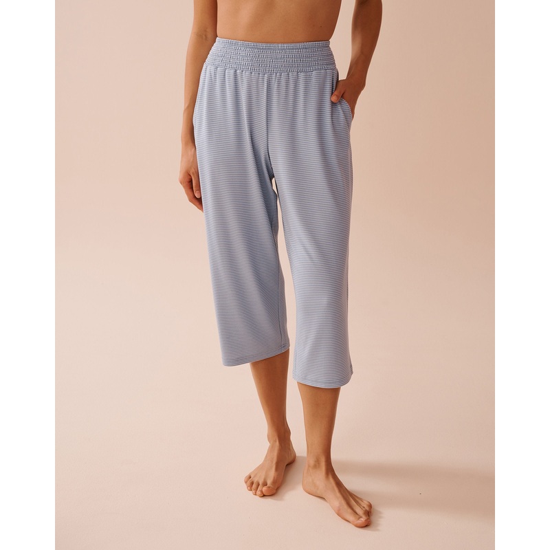 Blue Stripe Super Soft Pajama Capris
