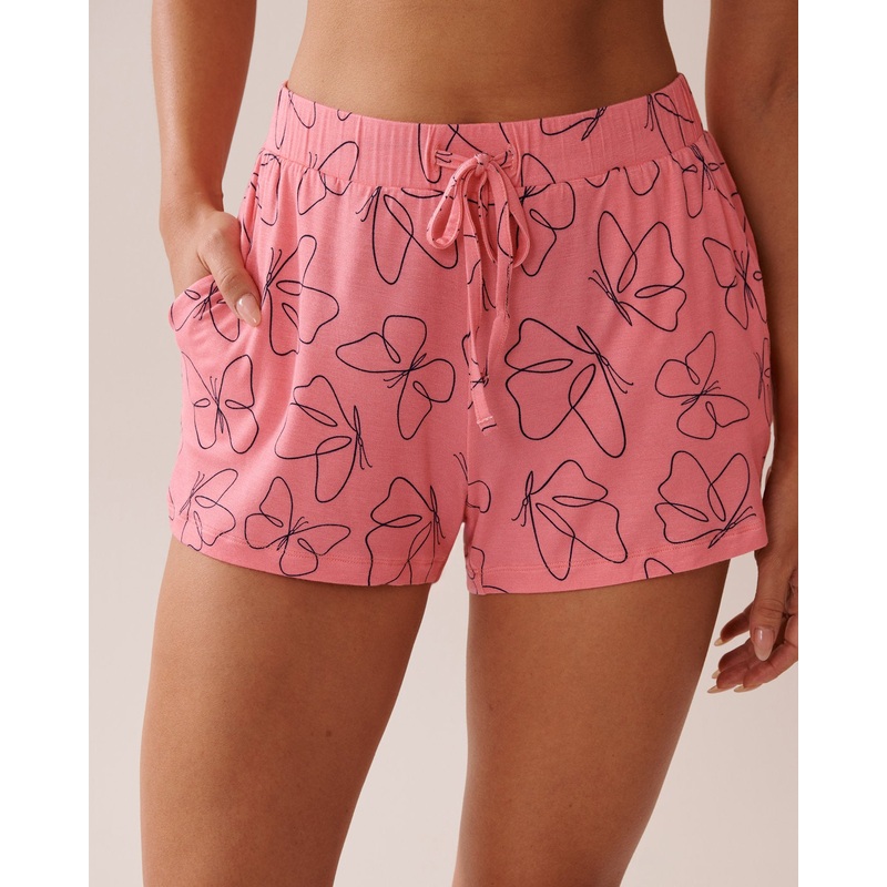 Butterfly Print Soft Jersey Pajama Shorts