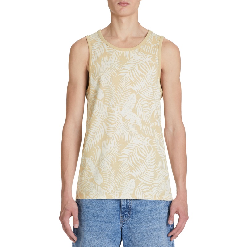 Cotton Crew Neck Tank Top - Beige