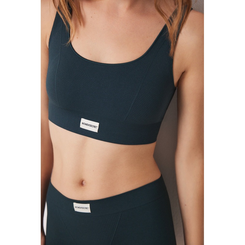 Dark Green Seamless Triangle Crop Top