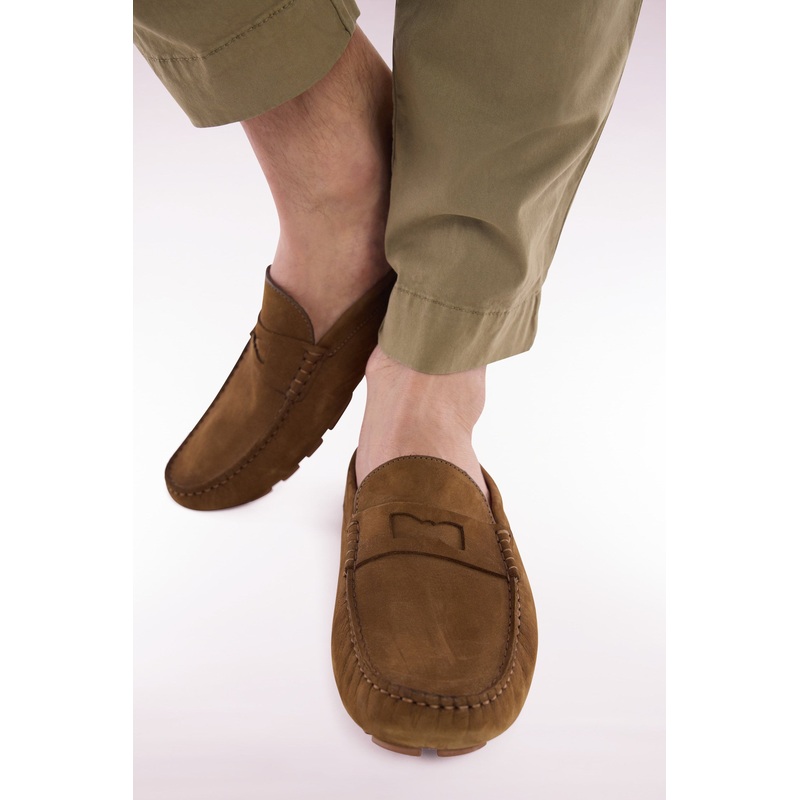 Khaki Suede Slipper Loafers