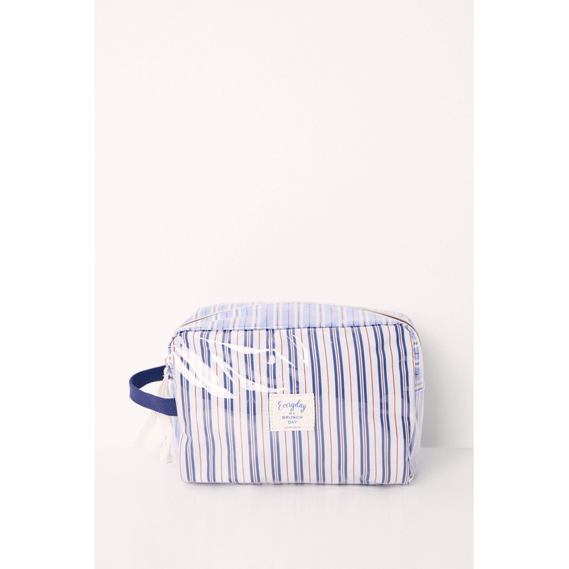 Large Striped Print Beauty Case