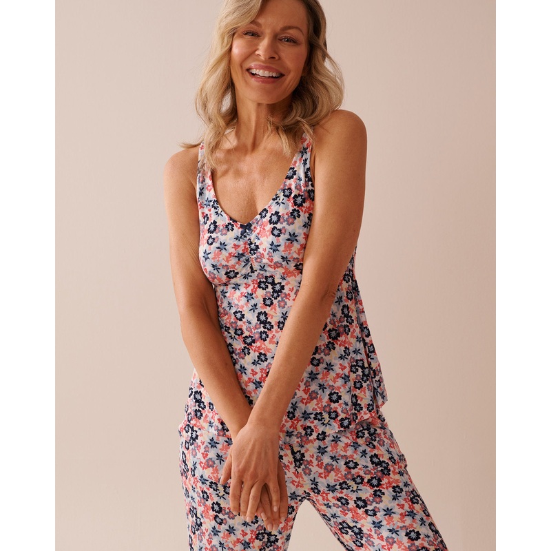 Multi Flower Print Soft Jersey Cami