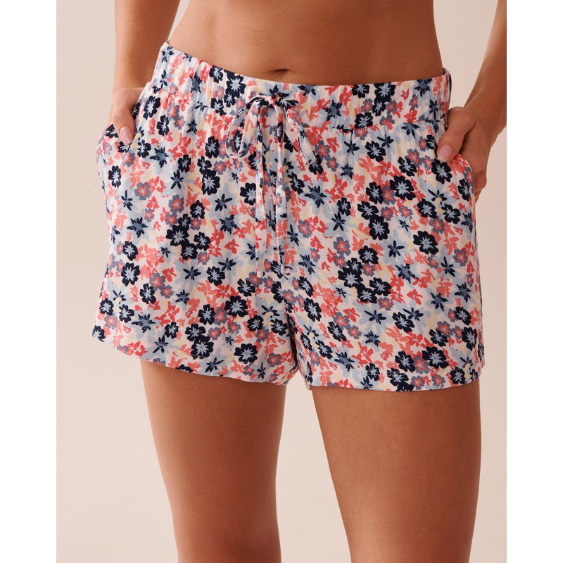 Multi Flower Soft Jersey Pajama Shorts