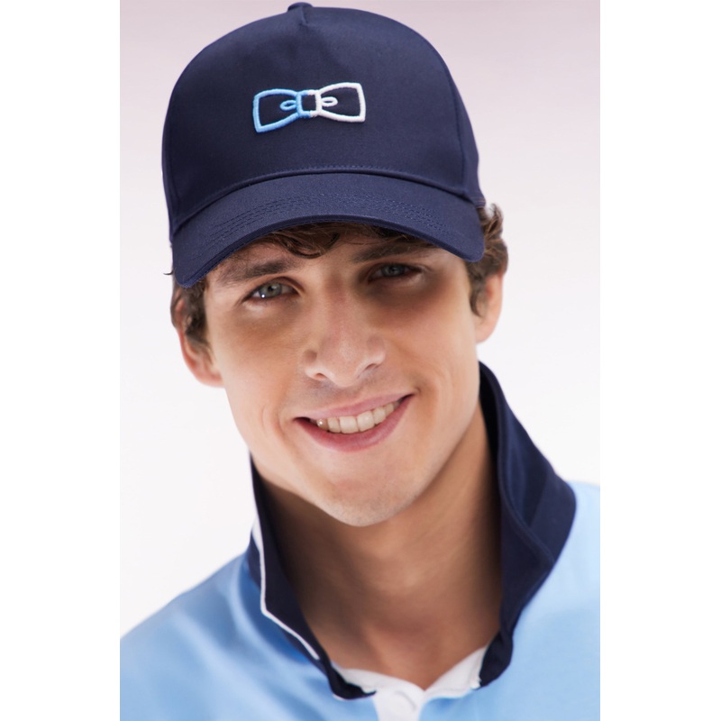 Navy Cotton Twill Cap with Two-Tone Embroidery