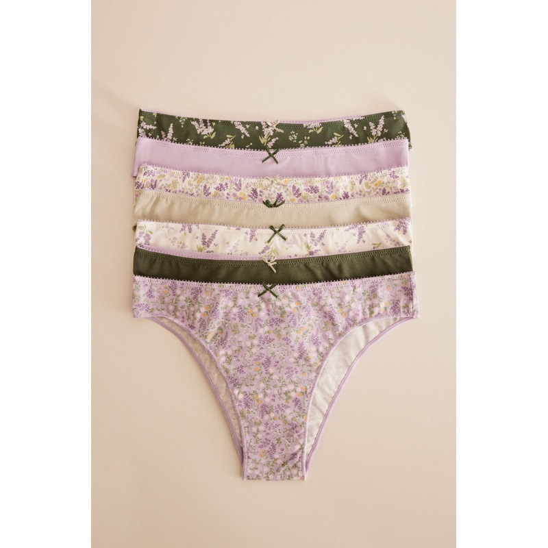 Pack Of 7 Lavender Cotton Brazilian Panties