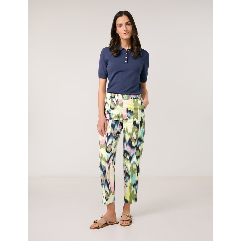 Patterned 7/8-Length Cloth Trousers