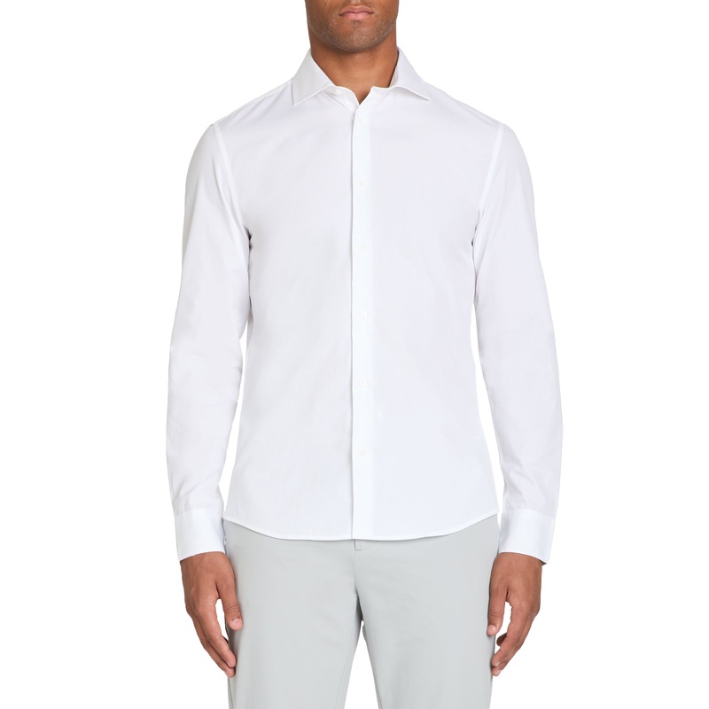 Plain Cotton Slim Shirt - White