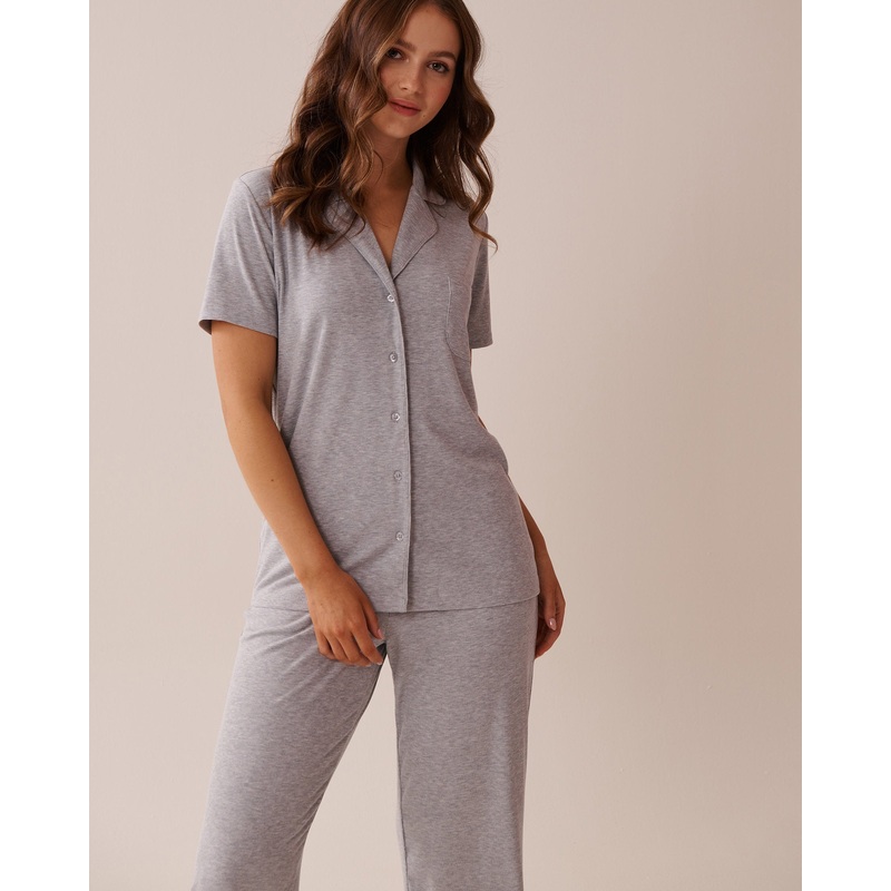 Ribbed Modal Button-Down Shirt