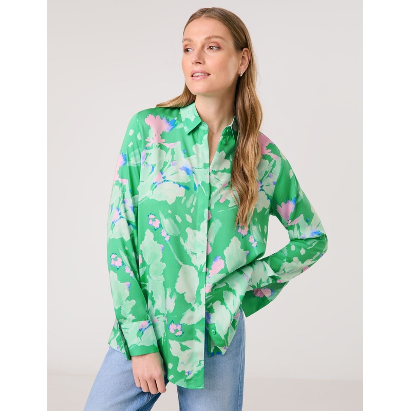 Shirt Blouse with a Floral Print