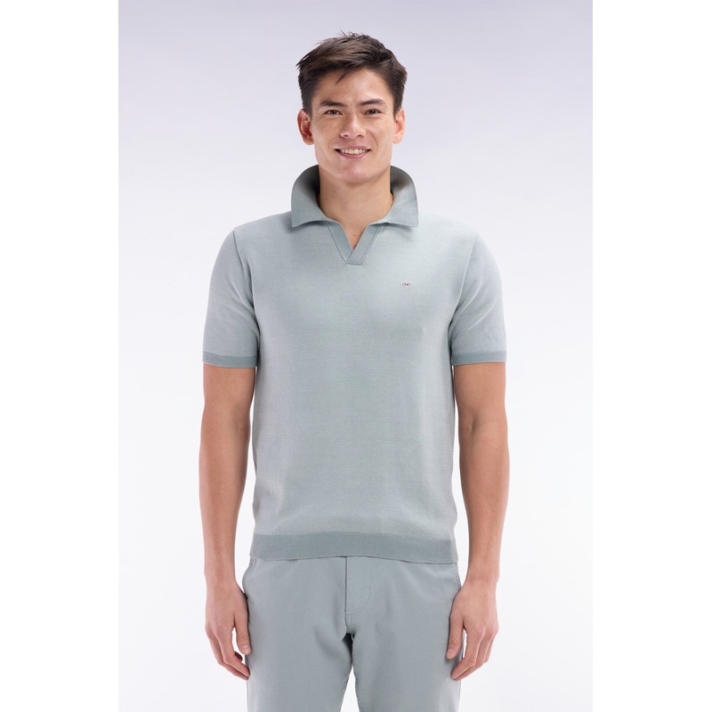 Straight-Cut Light Grey Cotton Polo Neck Jumper