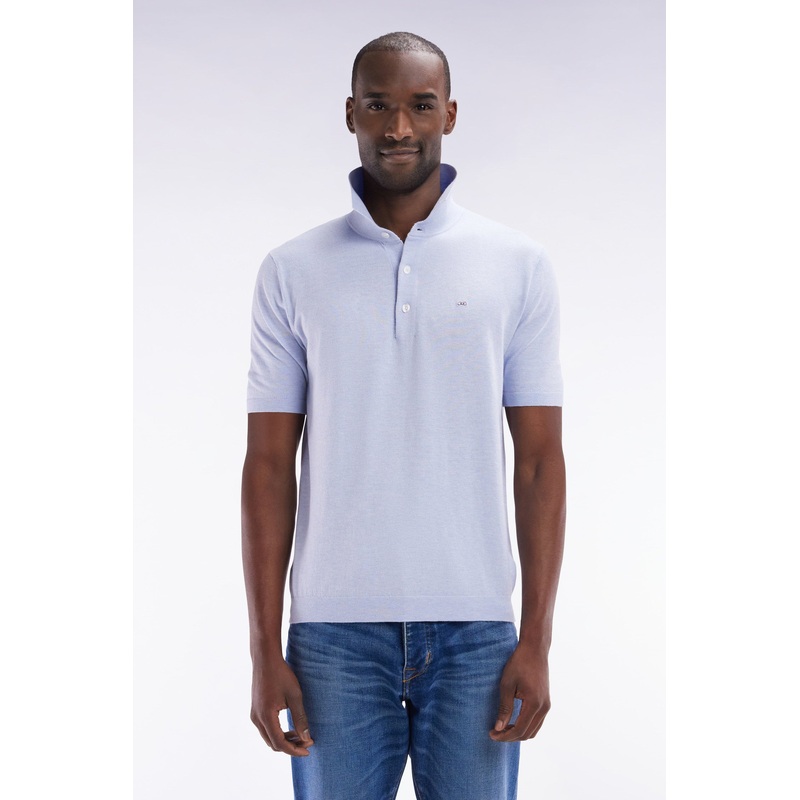 Straight-Fit Light Grey Cotton-Silk-Blend Polo Neck Jumper