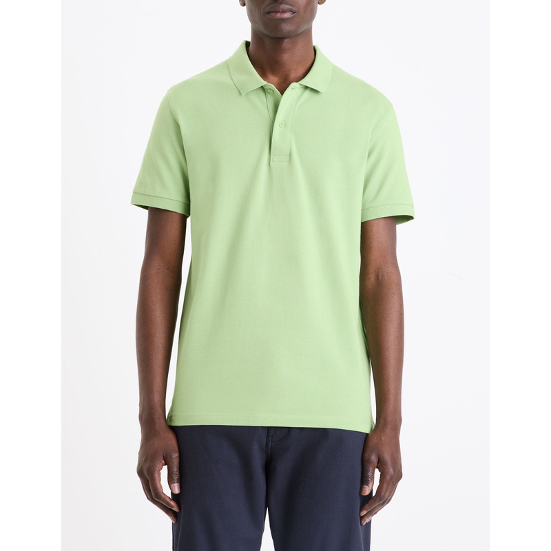 Straight Pique Cotton Polo Shirt - Neon Green