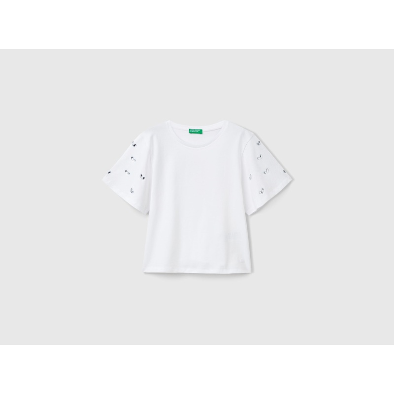 T-Shirt with Rhinestone Sleeves