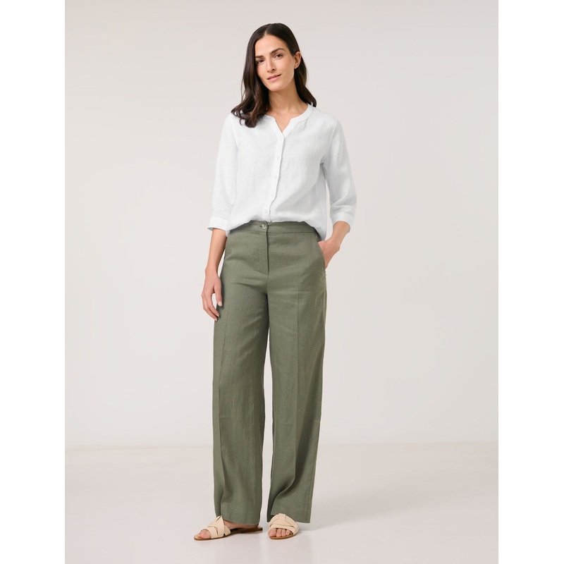 Wide Linen Trousers with an Elasticated Waistband