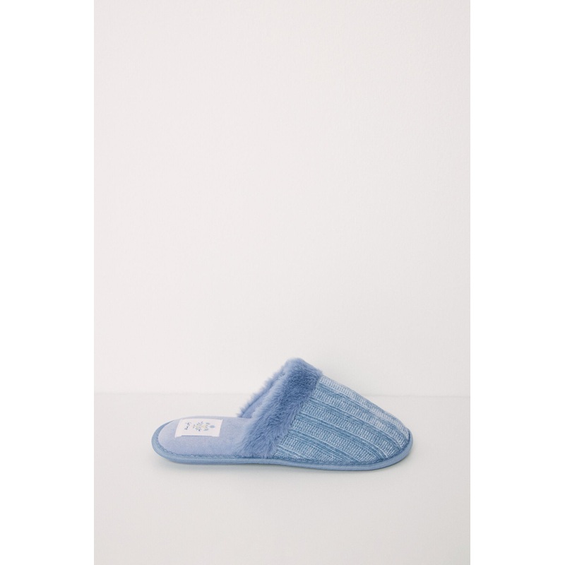 Blue Chenilla House Slippers