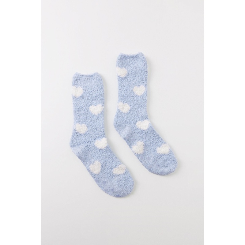 Blue Heart Fur Socks