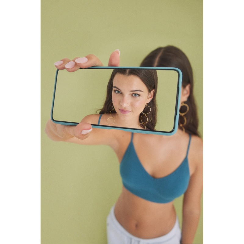 Blue Seamless Crop Bra