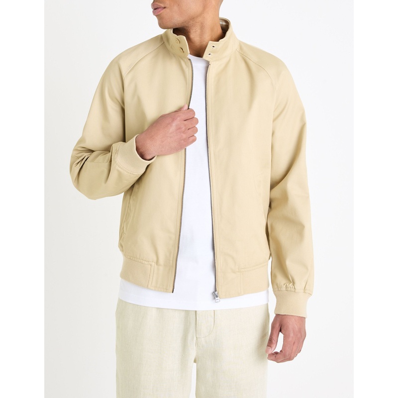 Buttoned High Collar Jacket - Beige